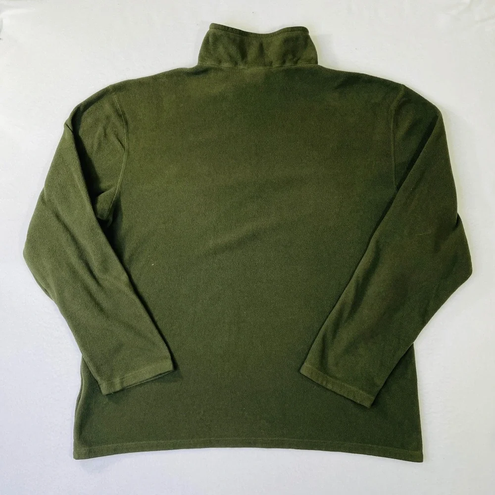 The North Face Mens L TKA 100 1/4 Zip Fleece Pullover Olive Green Neon Lime Logo